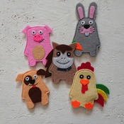 Animal finger puppets. Felt finger puppets.  Felt animals. Children puppets. Gifts for kids. First birthday.