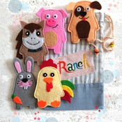 Animal finger puppets. Felt finger puppets.  Felt animals. Children puppets. Gifts for kids. First birthday.