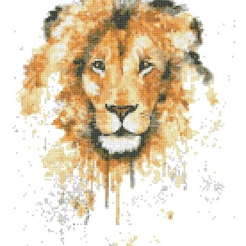 Counted Cross Stitch pattern watercolor lion head pdf 127 * 173 stitches CH1502