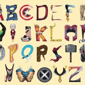 counted cross stitch pattern alphabet marvel ABC chart 386x297 stitches CH1677