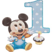 counted cross stitch pattern delicious mouse 1st birthday 116x126 stitches CH239