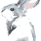 Counted Cross Stitch pattern watercolor rabbit pdf 111x173 stitches BN1684
