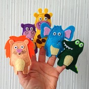 Felt animals, finger puppets, gift for kids, first birthday, felt finger puppets .