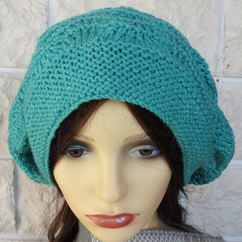 Hand Knitted Turquoise Women's Beret