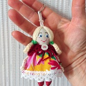 Keychain rag doll. Pendant doll. Doll accessory. Handmade doll-keychain. Gifts for girls.