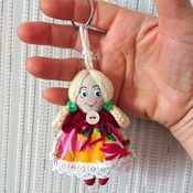 Keychain rag doll. Pendant doll. Doll accessory. Handmade doll-keychain. Gifts for girls.