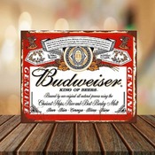 Budweiser Lable Metal Sign, Ideal for Bar, Pub, Man Cave, Shed