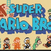 counted Cross Stitch Pattern mario bros with characters 418x199 stitches CH2101