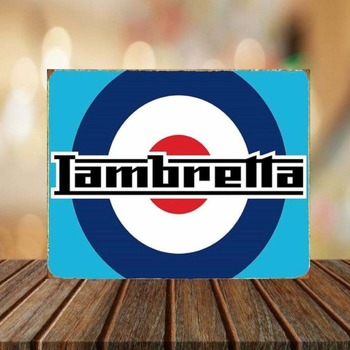 Lambretta Bullseye Scooter Metal Sign Ideal for Bar, Pub, Man Cave, Shed, ska
