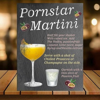 Pornstar Martini Cocktail Recipes Metal Wall Bar sign plaque pub beer garden ale