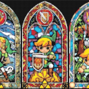 Counted Cross stitch pattern 5 hyrule windows stained glass 326 * 123 stitches CH973