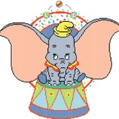 counted Cross stitch pattern dumbo elephant at circus 165x159 stitches CH095