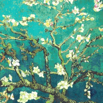counted cross stitch pattern Almond tree Van Gogh 441 x 220 stitches CH011