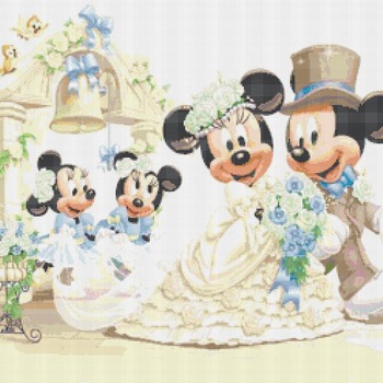 counted cross stitch pattern mickey minnie just married 331x248 stitches CH481