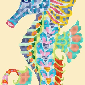 counted cross stitch pattern seahorse needlepoint 97*165 stitches CH1592