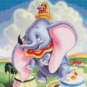 counted Cross stitch pattern Dumbo in the sky disney 276x207 stitches CH967