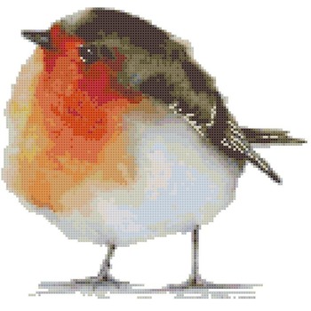 Counted Cross Stitch pattern watercolor robin bird 124x118 stitches CH1698