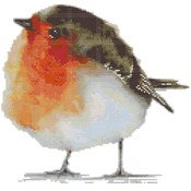 Counted Cross Stitch pattern watercolor robin bird 124x118 stitches CH1698