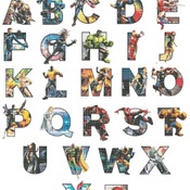 counted cross stitch pattern alphabet marvel ABC chart 376x478 stitches CH1554