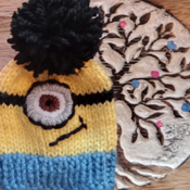 knitted gear knob cover in fun minion design