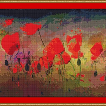 Poppies In The Breeze Cross Stitch Pattern