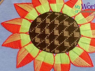 114. Bordado Fantasía Girasol 5. Hand Embroidery Sunflower ???? with Fantasy Stitch