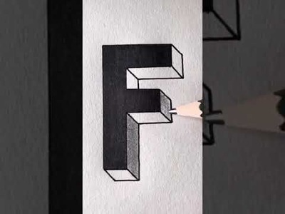 3D F Letter Drawing | Easy way to draw 3D #3D #shorts #draw #art