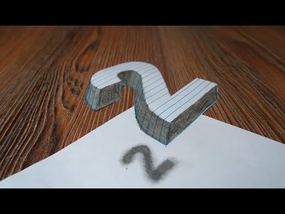 3D Trick Art On Line Paper | How To Draw Floating Number 2