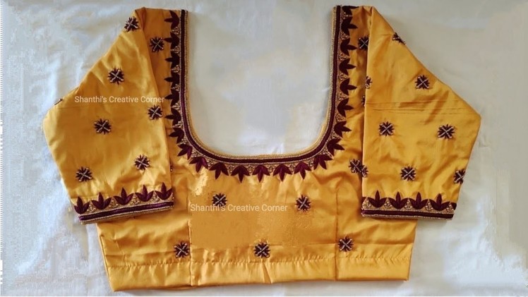 Aari Work With Normal Stitching Needle | Hand Embroidery On Stitched Blouse Design