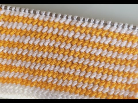 Easy super two needle knitting pattern - İki şiş kolay örgü modeli (subtitle)