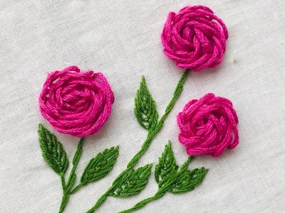 Hand Embroidery: Raised Stem Rose Stitch - Pillow case Embroidery - Needle Point - Design for Kids