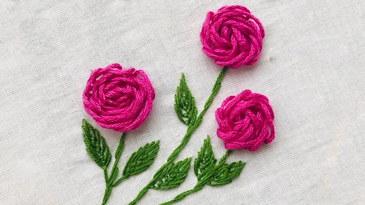 Hand Embroidery: Raised Stem Rose Stitch - Pillow case Embroidery - Needle Point - Design for Kids