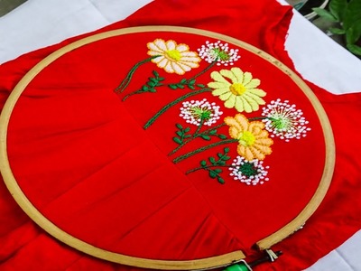 Hand embroidery super easy stitch amazing colourful design for baby dress
