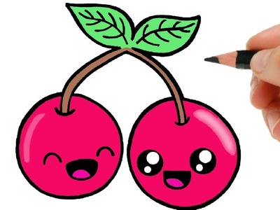 HOW TO DRAW A CHERRY EASY - HOW TO DRAW CHERRIES KAWAII