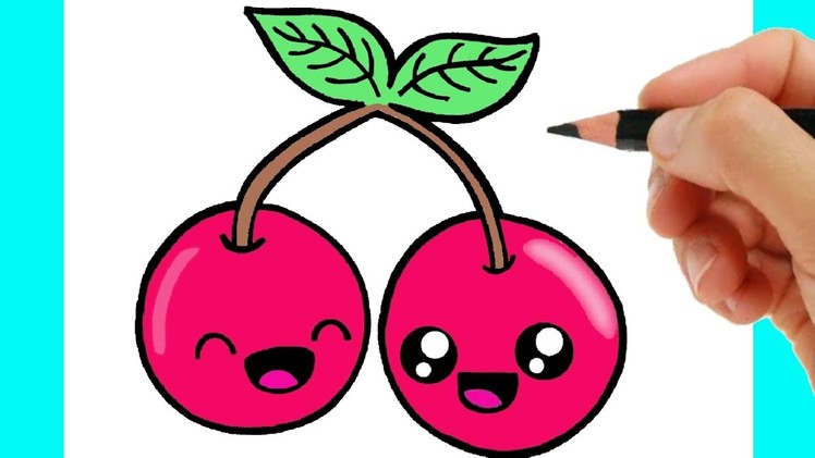 HOW TO DRAW A CHERRY EASY - HOW TO DRAW CHERRIES KAWAII