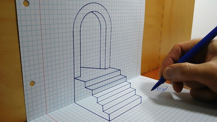 How to Draw a Ladder with door   3D Trick art on Graph paper