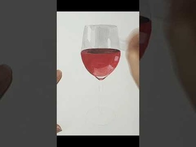 How to draw  WINE GLASS. REALISTIC DRAWING. 3D ART. WATER COLOR. from MEASUREMENTS. #shorts