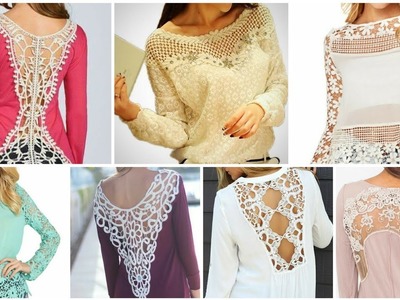 Latest fashion Casual blouse dress for womenfsshion.Cute crochet lace patchwork design for neckline