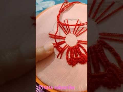 Unique Flower Hand Embroidery with Simple Stitch. Hand Embroidery Tutorial #shorts