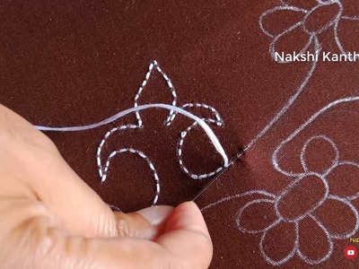 Unique  Nakshi kantha borderline hand embroidery tutorial, Beautiful Design for Phulkari dress #34