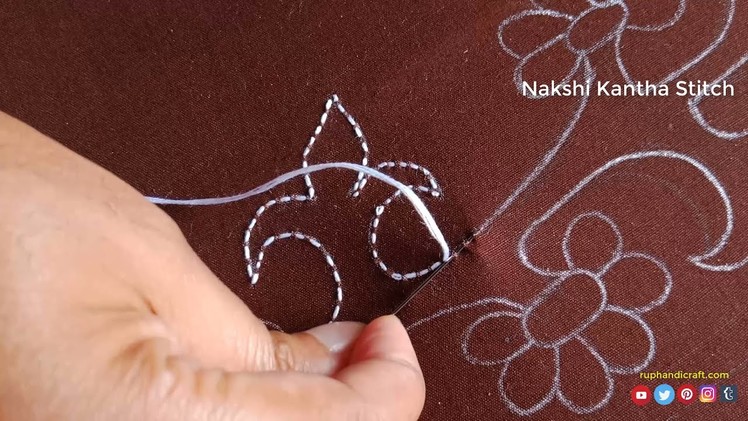 Unique  Nakshi kantha borderline hand embroidery tutorial, Beautiful Design for Phulkari dress #34