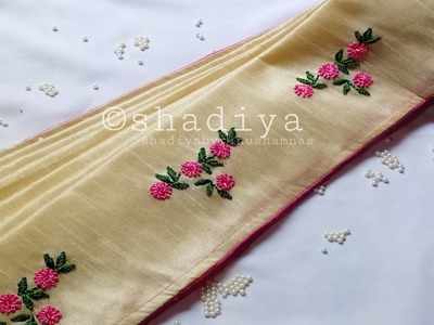 Very easy and beautiful hand embroidery border design for saree|saree border embroidery design