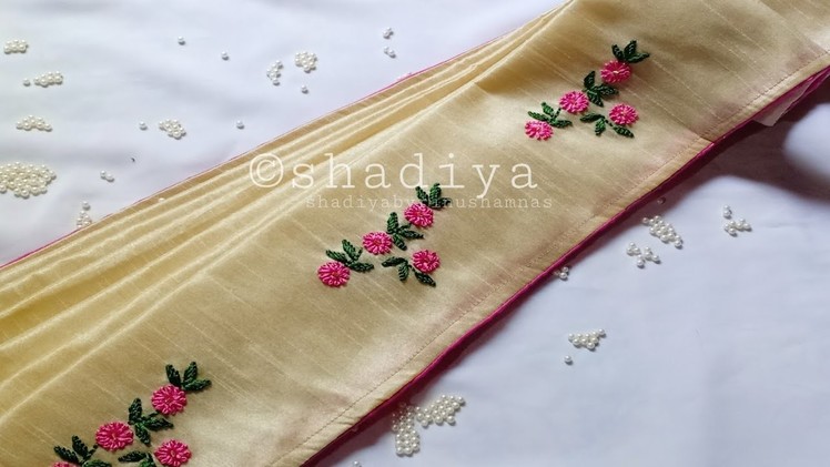 Very easy and beautiful hand embroidery border design for saree|saree border embroidery design