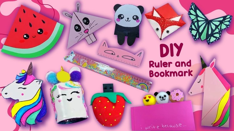 10 DIY Ruler and Bookmark Ideas - Easy School Supplies - Back to School Hacks - Unicorn Sharpener. 