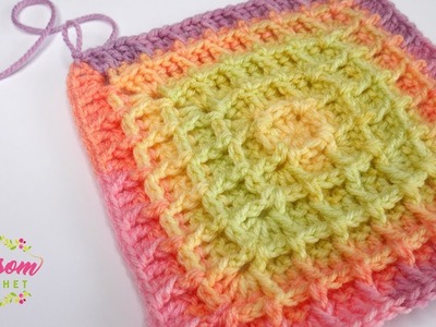 Crochet - Waffle Stitch In The Round. Simple, Chunky and squishy texture! Left Handed Tutorial
