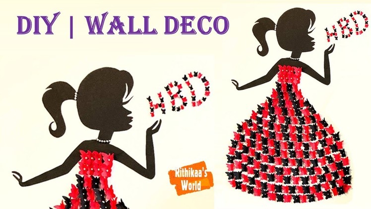 DIY | Wall Butterfly Doll Deco Idea | Birthday Background | Paper Girl Doll Room deco | RW