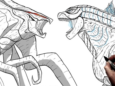 How To Draw Godzilla vs Muto | Step By Step | Godzilla