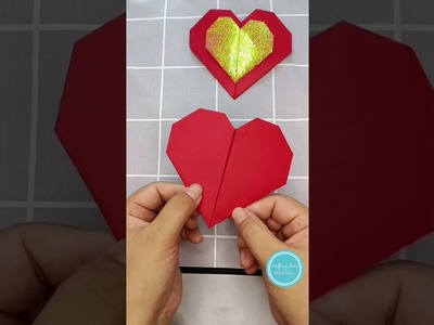 How to make a simple paper heart. DIY Origami Crafts Tutorial step by step. #shorts