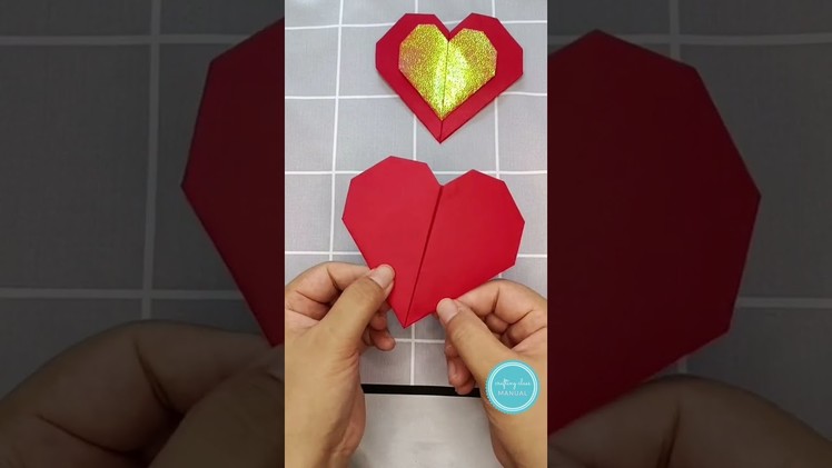 How to make a simple paper heart. DIY Origami Crafts Tutorial step by step. #shorts