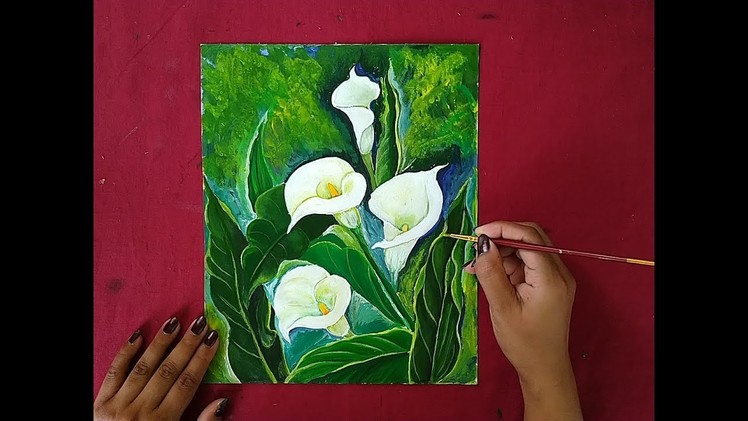 Calla Lily flower painting in Acrylic. How to paint Calla Lily